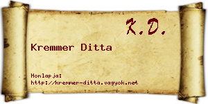 Kremmer Ditta névjegykártya